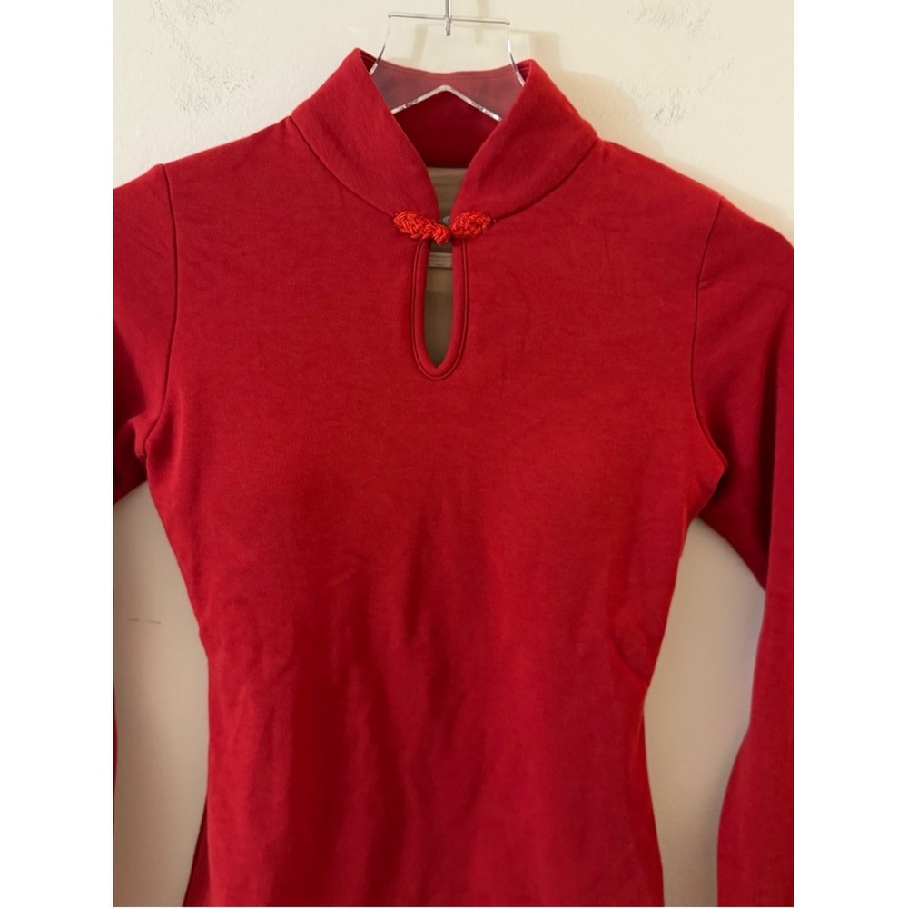 OGL Red Fitted Keyhole Mock Neck Top - Picture 8 of 16